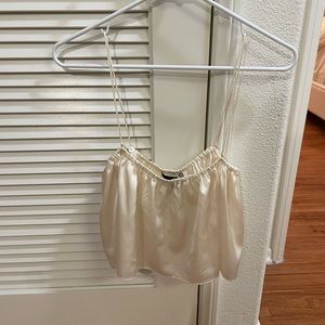 Trois Size 2 White Silk Crop Top